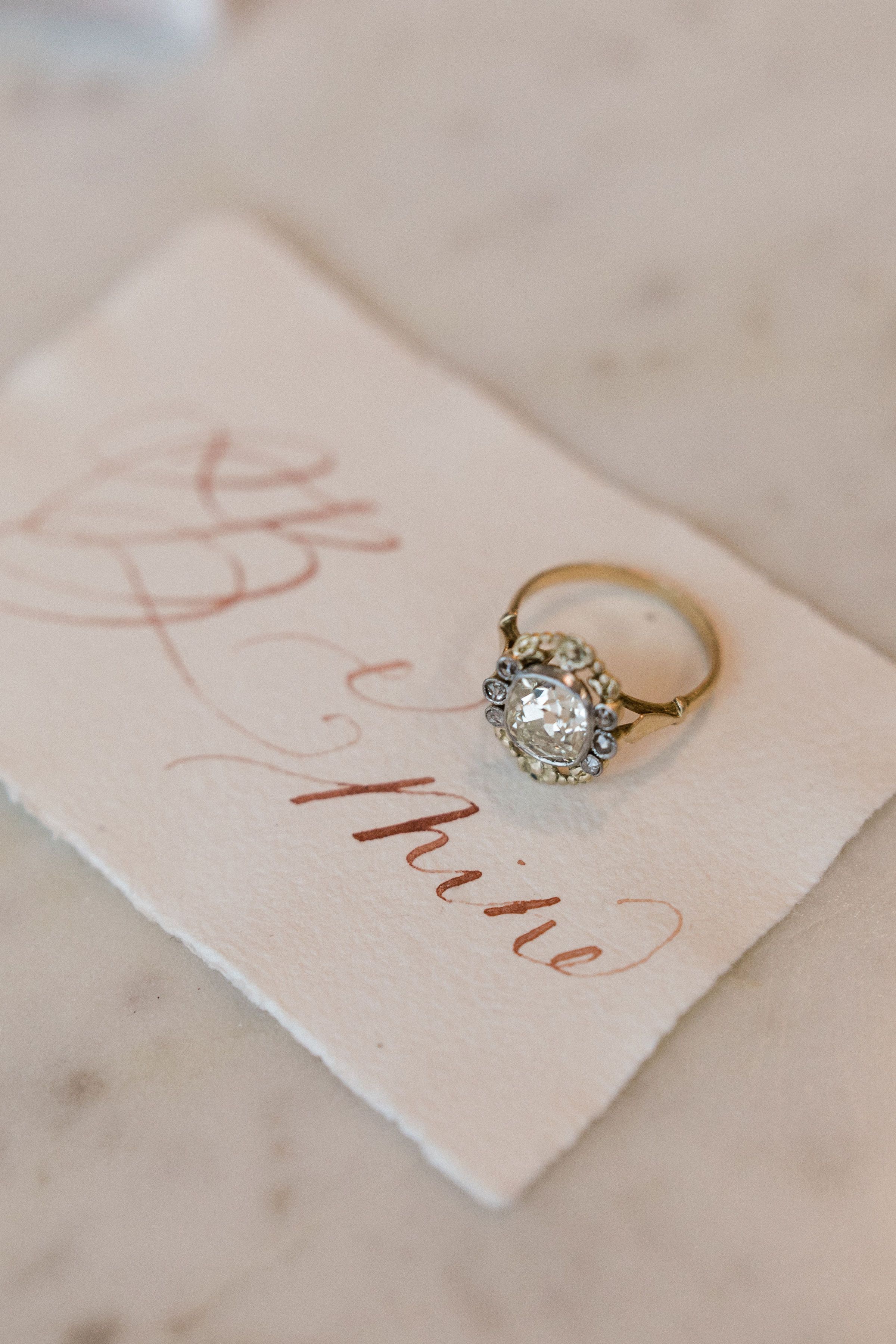 2.14ct old mine cut diamond Antique Art Nouveau Engagement Ring