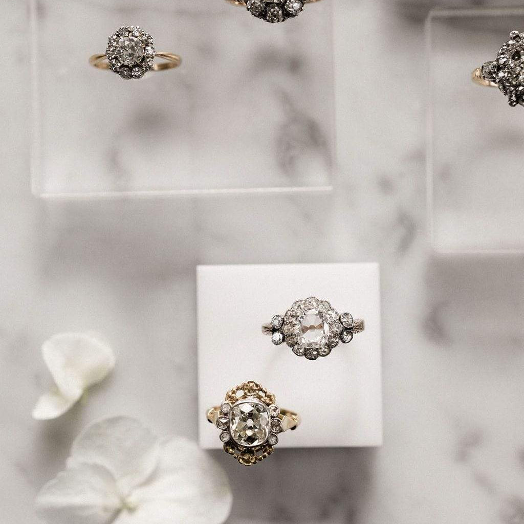 2.14ct old mine cut diamond Antique Art Nouveau Engagement Ring