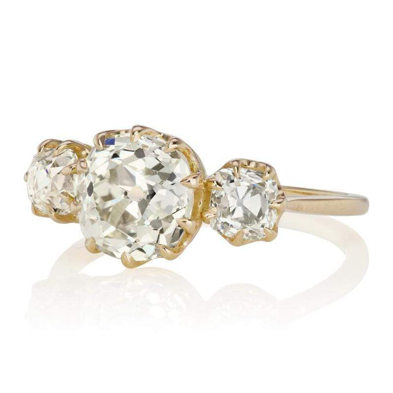 2.14ct old mine cut diamond diamond engagement ring