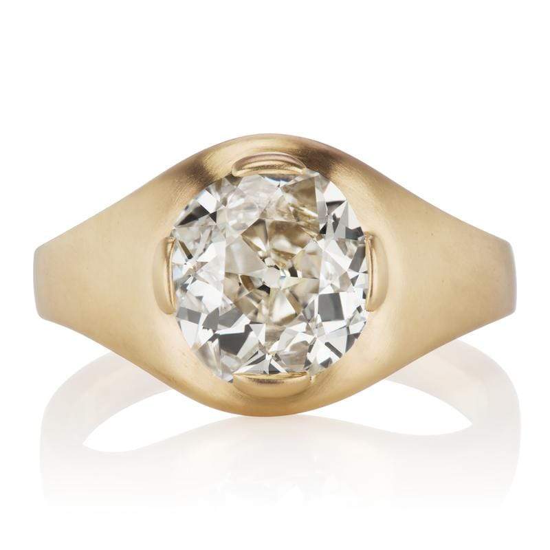 Thick Band Low Profile Solitaire Engagement Ring