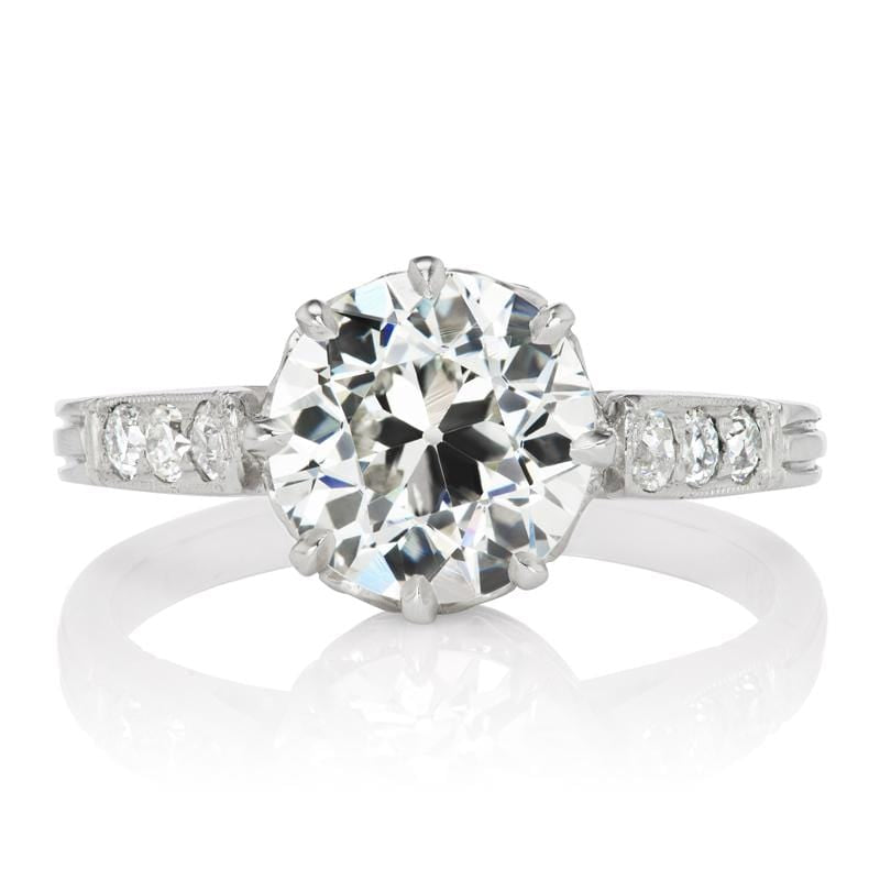 Transitional Cut Diamond Engagement Ring with Side Stones