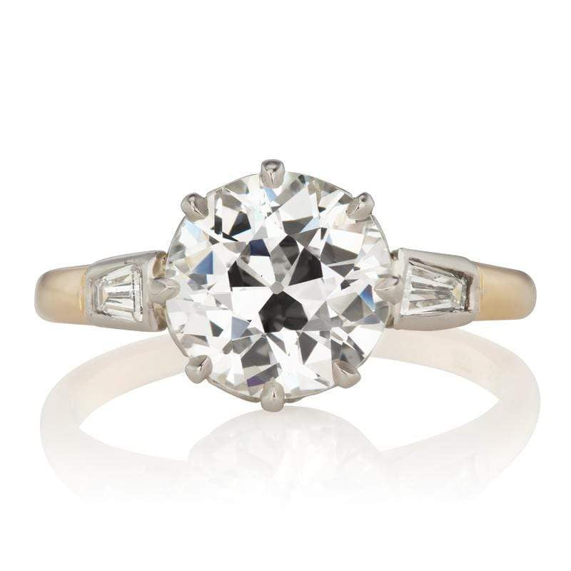 Two Tone Diamond Engagement Ring with Side Stones