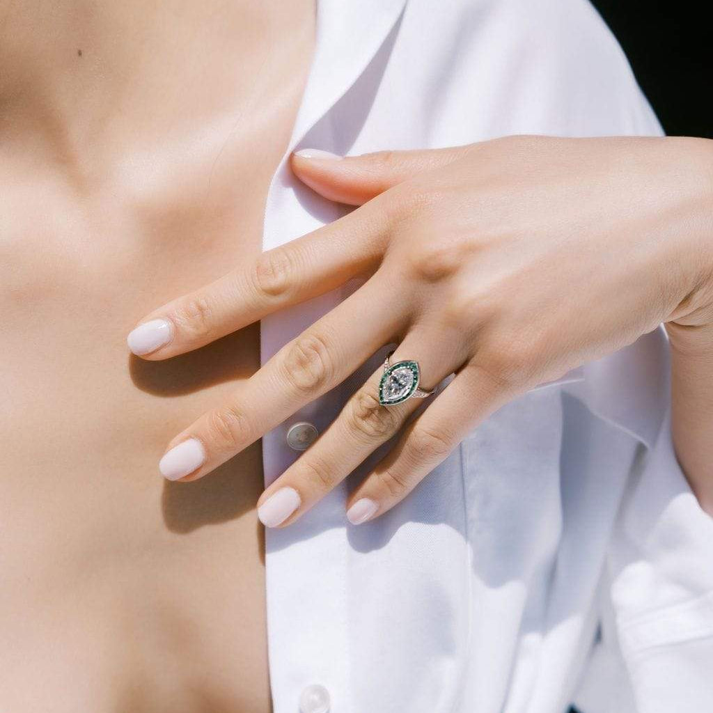 AB MADE diamond engagement ring with gemstone