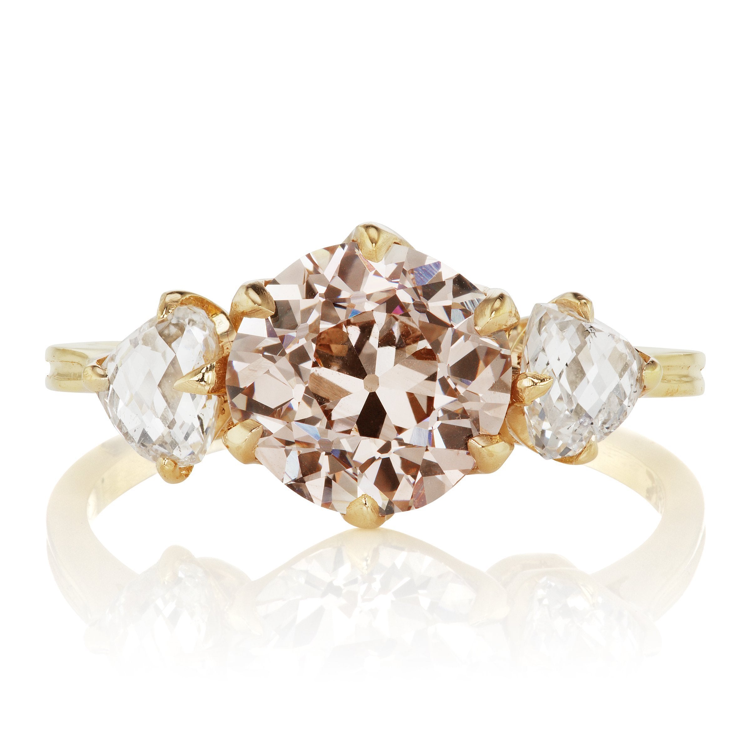 Champagne Diamond Engagement Ring With Side Stones | Victor Barbone