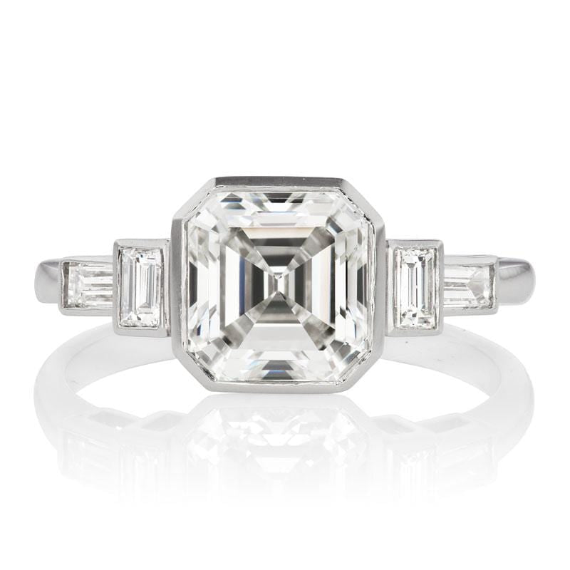Asscher Cut Diamond Engagement Ring with Baguettes