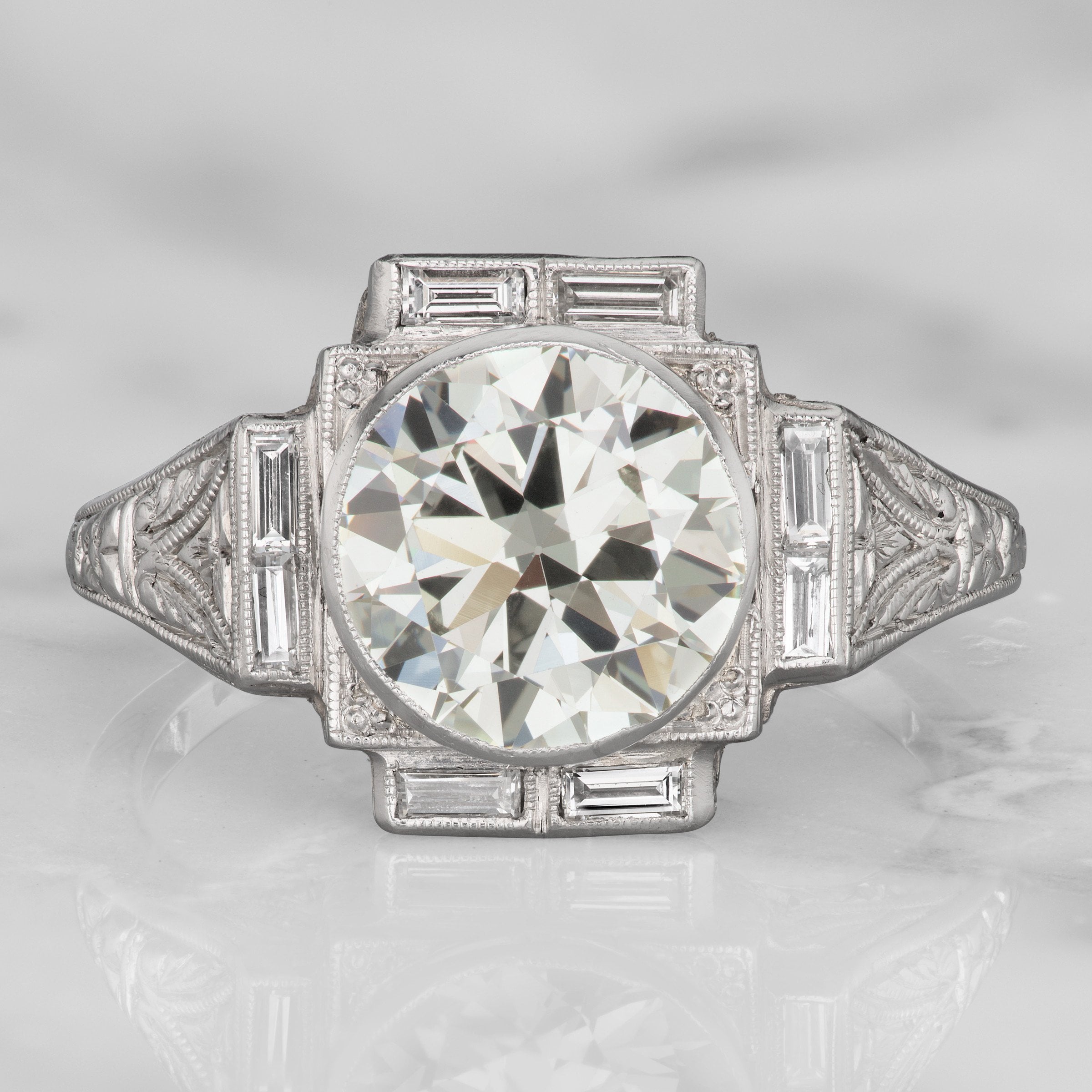 Low Profile Diamond Engagement Ring Circa 1930 | Victor Barbone