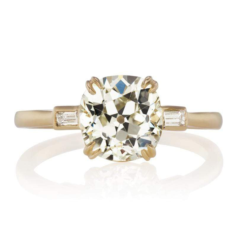 2.24 ct Engagement Ring with Bezel Set Baguettes