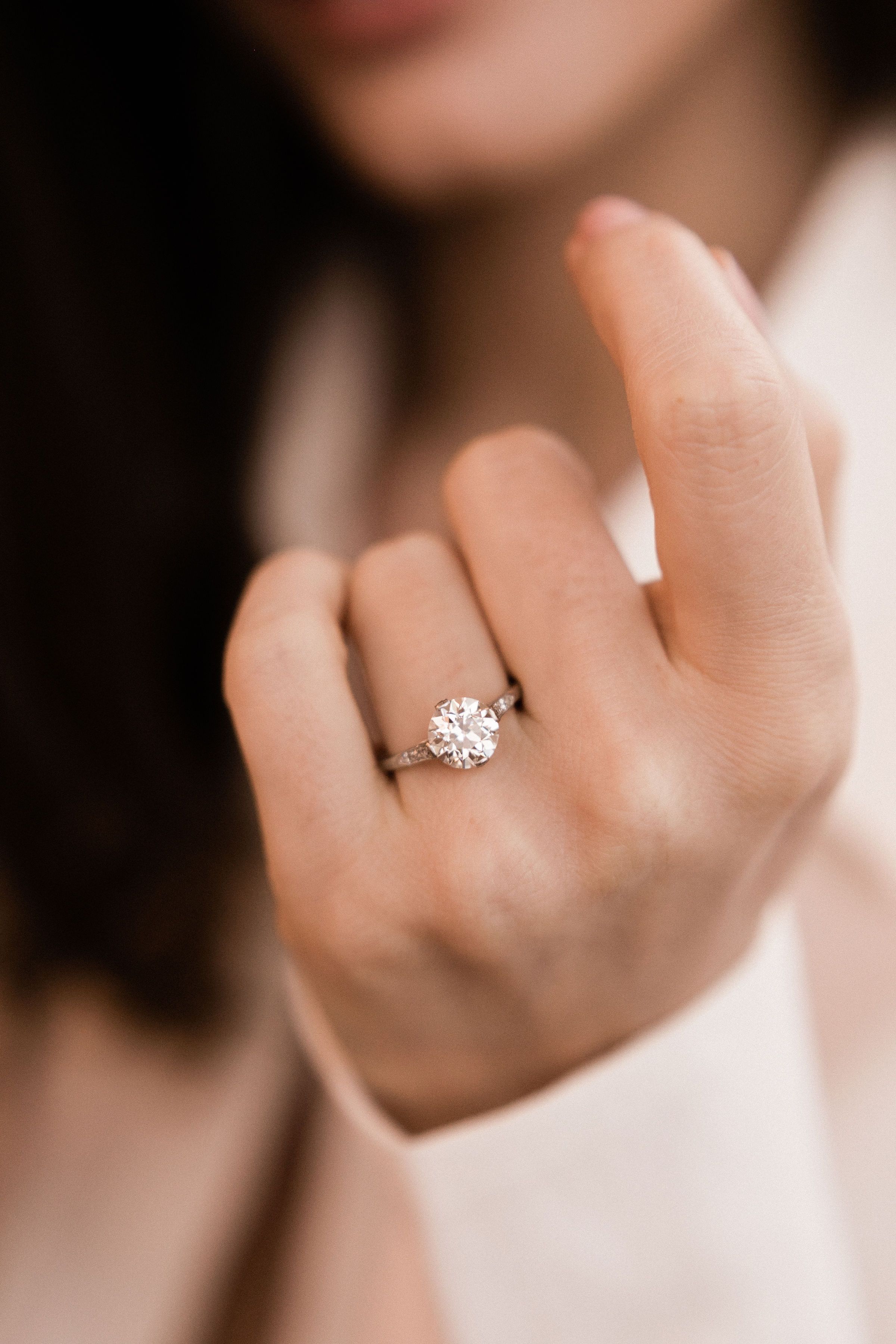 2.25 old European cut diamond Art Deco Solitaire Engagement Ring