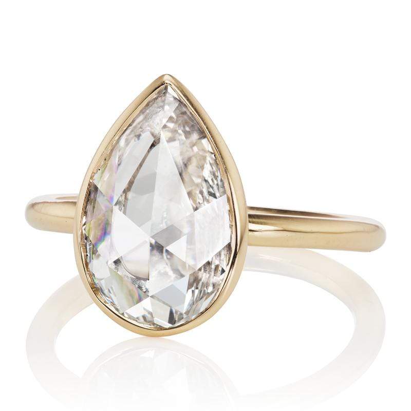 2.31ct Pear Rose Cut diamond diamond engagement ring