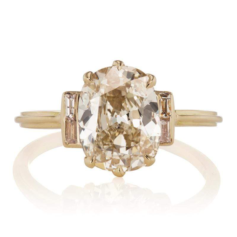 2.32 ct Champagne Diamond Engagement Ring with Baguettes