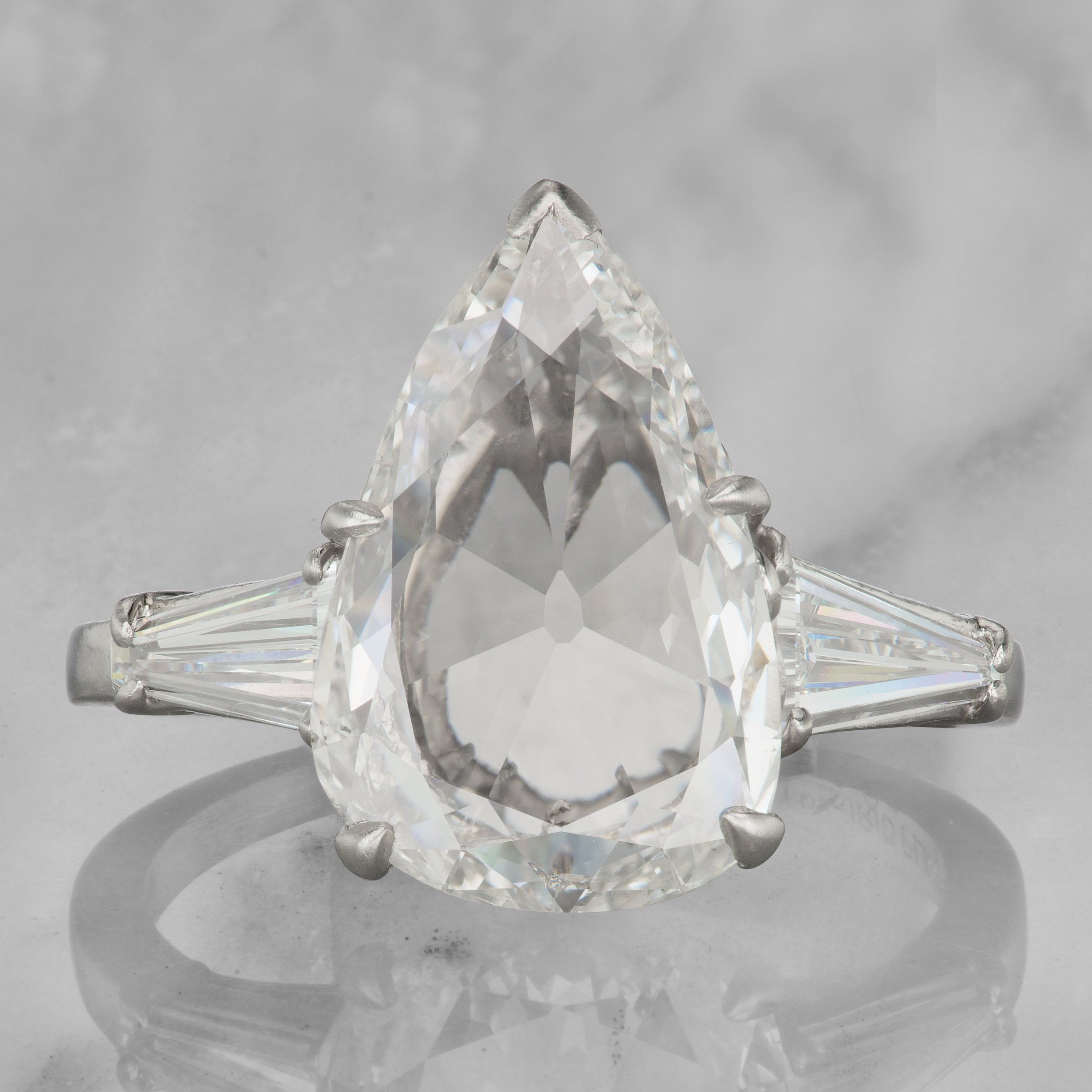 Pear Diamond Engagement Ring With Tapered Baguettes | Victor Barbone