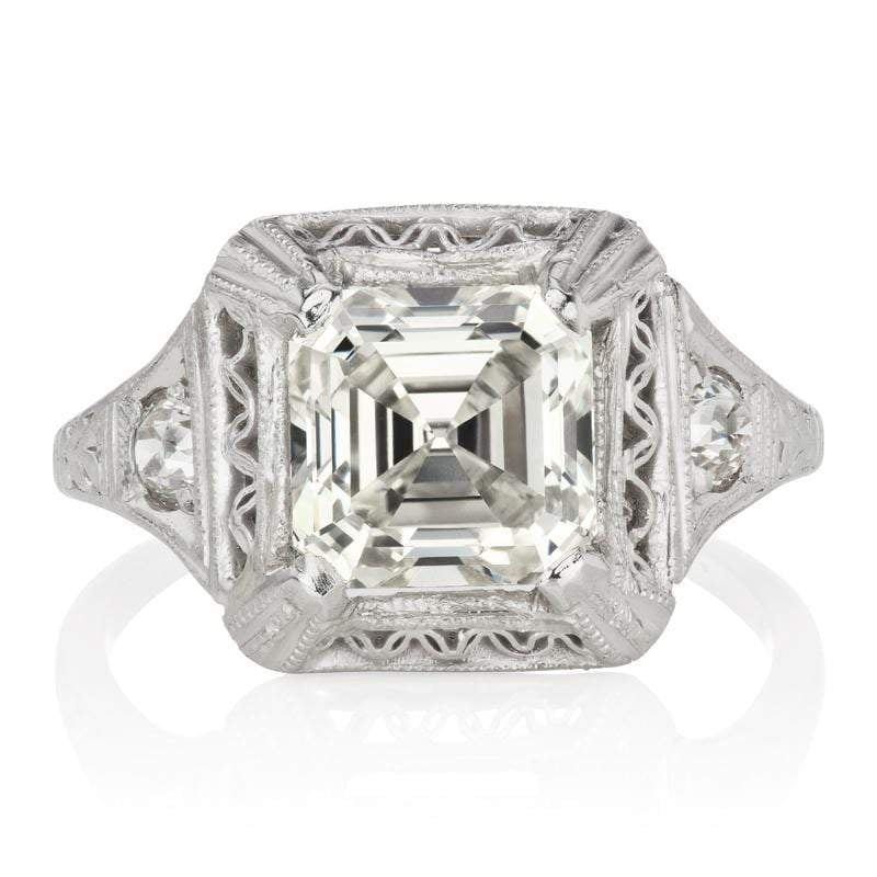 2.33 ct Art Deco Asscher Cut Diamond Engagement Ring