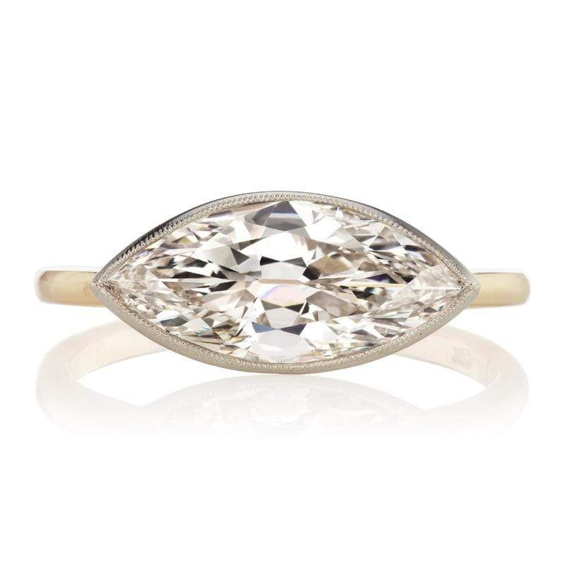 Horizontal 2.35 ct Marquise Diamond Engagement Ring