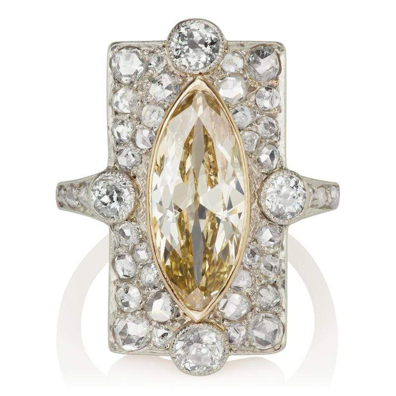 Vintage French Cocktail Ring with 2.44 ct Marquise Cut Diamond