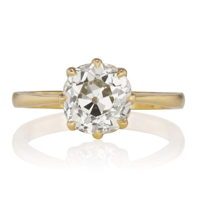 2.5ct Old Mine Cut Diamond Ring in Gold | Victor Barboné Jewelry