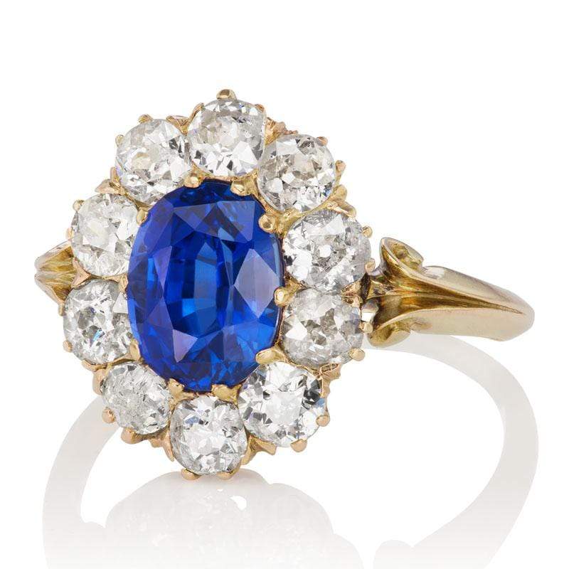 2.63ct no-heat oval cut sapphire diamond engagement ring with gemstone