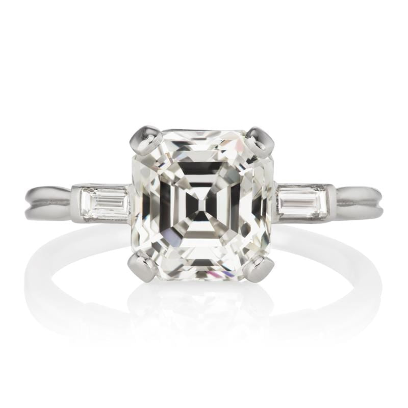 Asscher Cut Diamond Engagement Ring with Baguettes