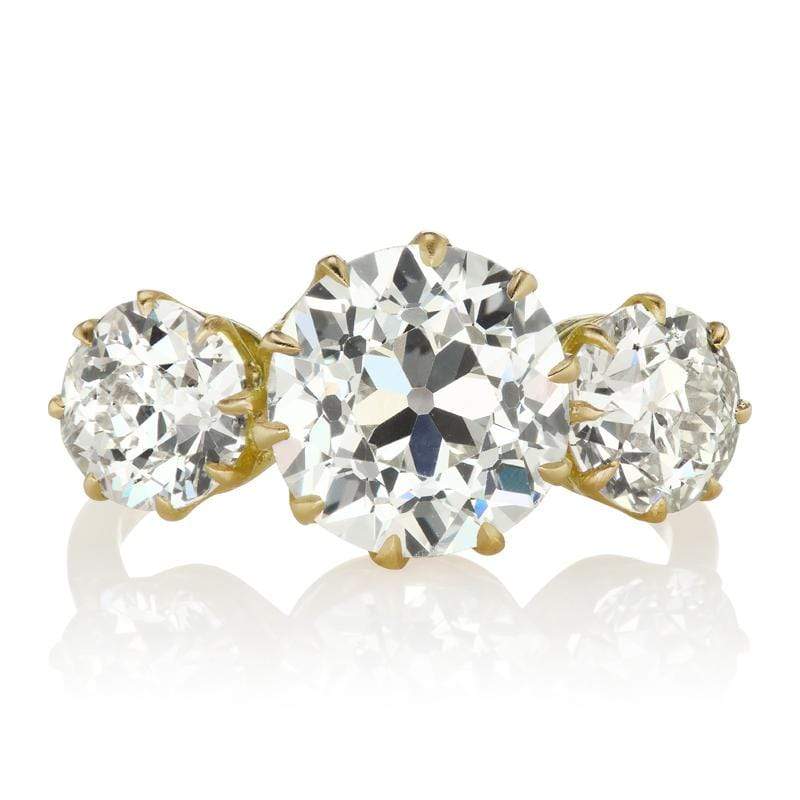 18Kt Yellow Gold Three Diamond Engagement Ring | Victor Barbone