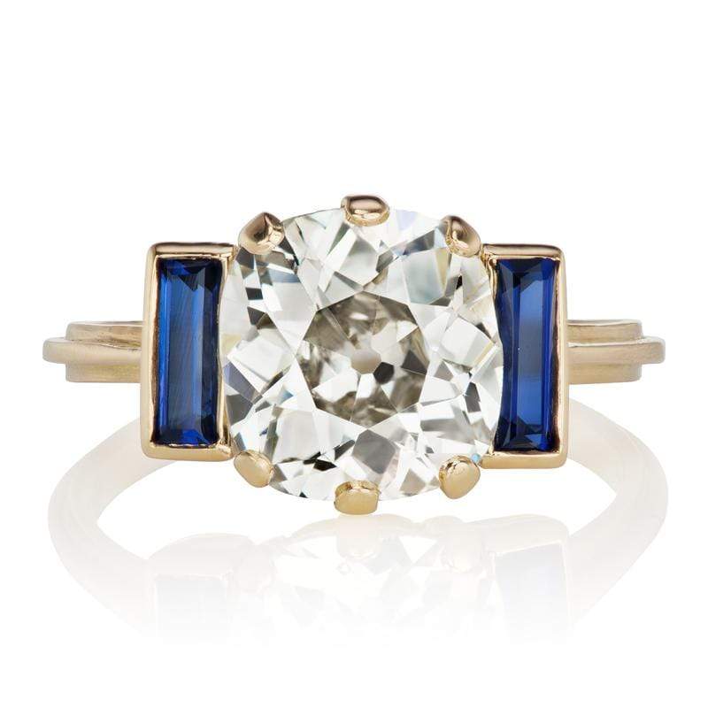 2.80 ct Engagement Ring with Sapphire Baguettes