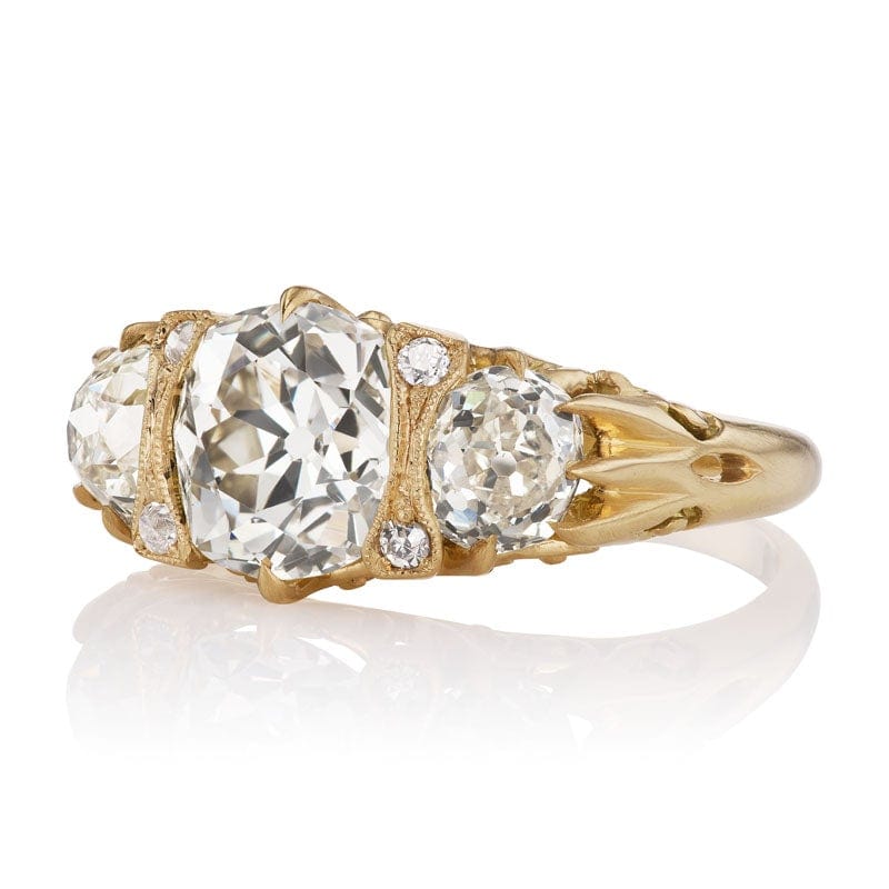 2.81ct old mine cut diamond diamond engagement ring