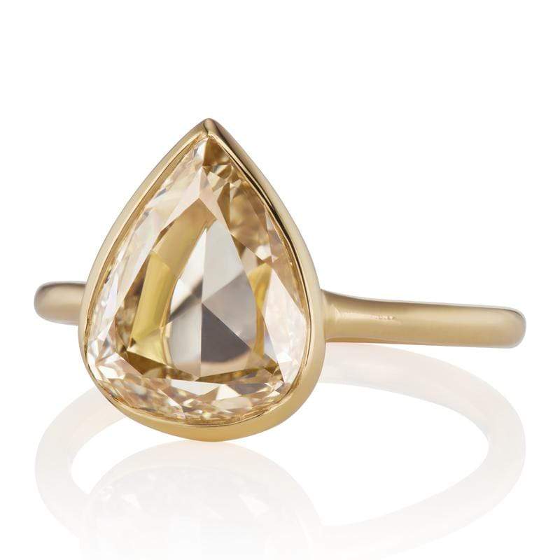 2.83ct Pear Rose Cut diamond diamond engagement ring