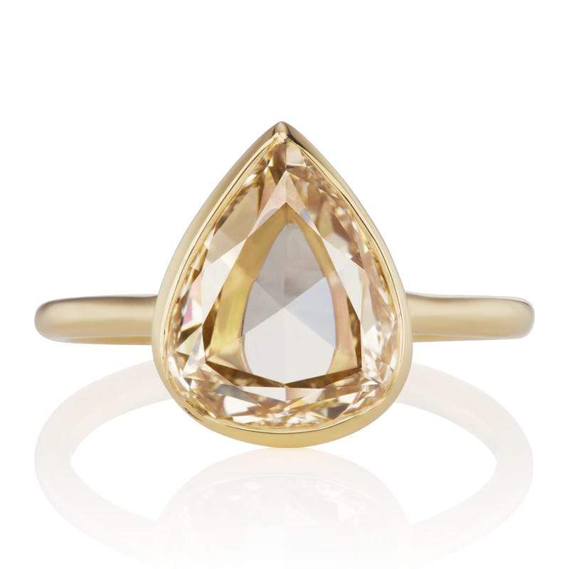 2.83 ct Light Brown Pear Diamond Engagement Ring