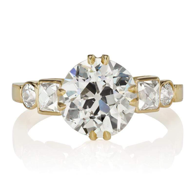 2.85 ct Old European Cut Engagement Ring With Side Stones