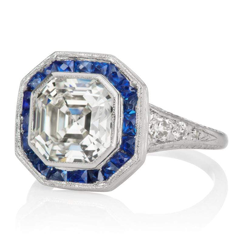 2.88 carat Asscher Cut diamond diamond engagement ring
