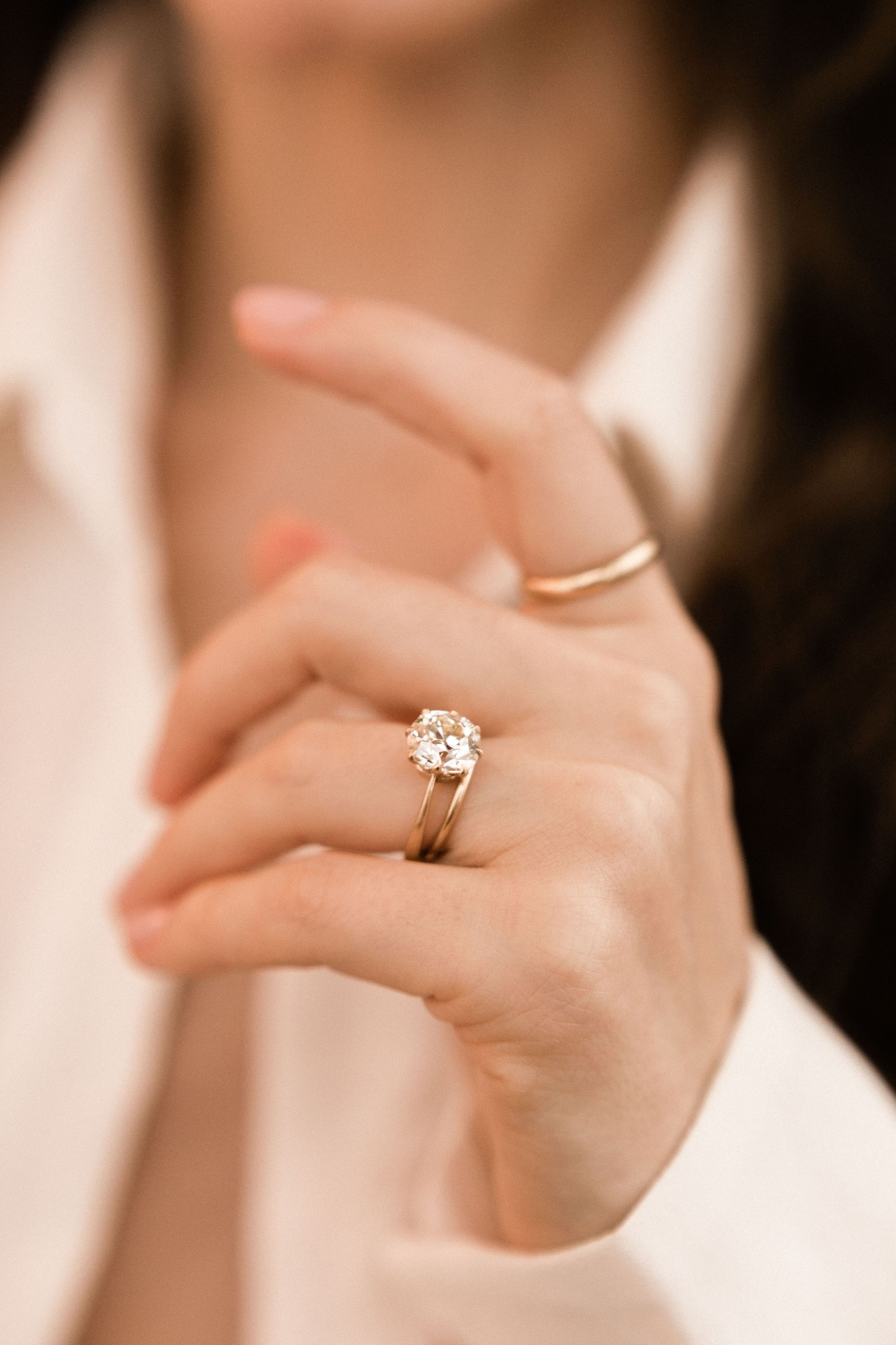 3.11ct Old Mine Cut Diamond Vintage Style Old Mine Cut Diamond Engagement Ring