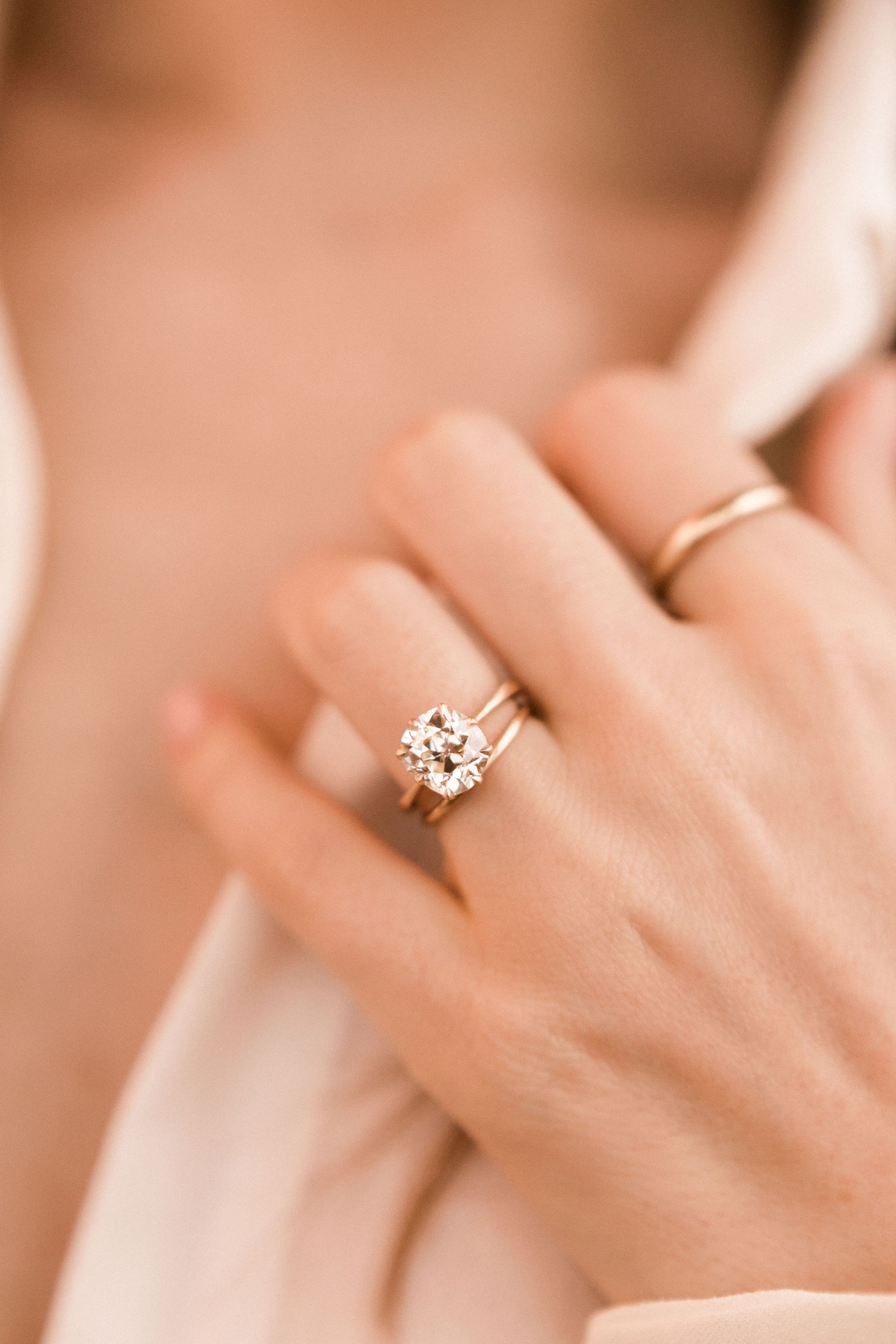 3.11ct Old Mine Cut Diamond Vintage Style Old Mine Cut Diamond Engagement Ring