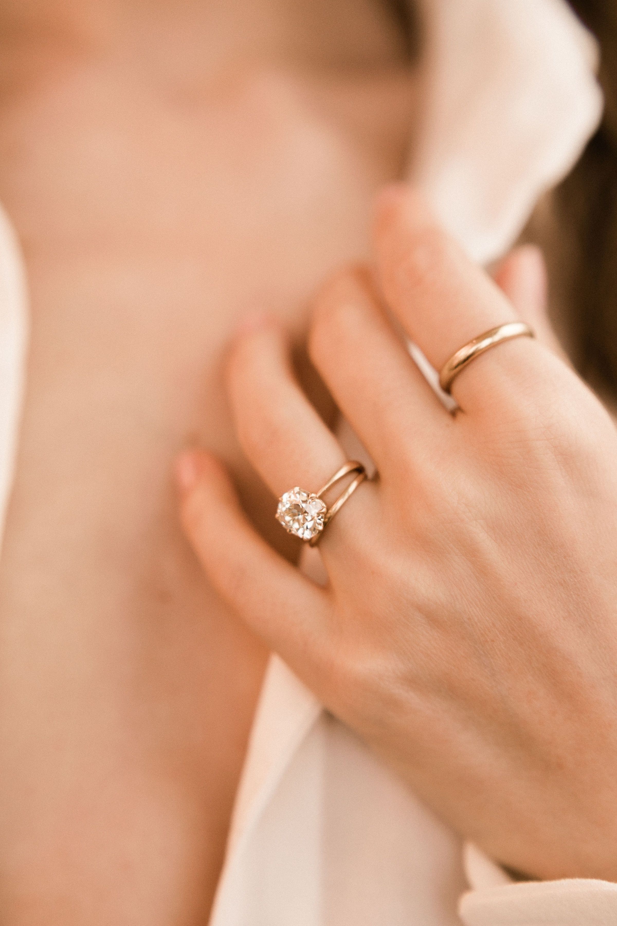 3.11ct Old Mine Cut Diamond Vintage Style Old Mine Cut Diamond Engagement Ring