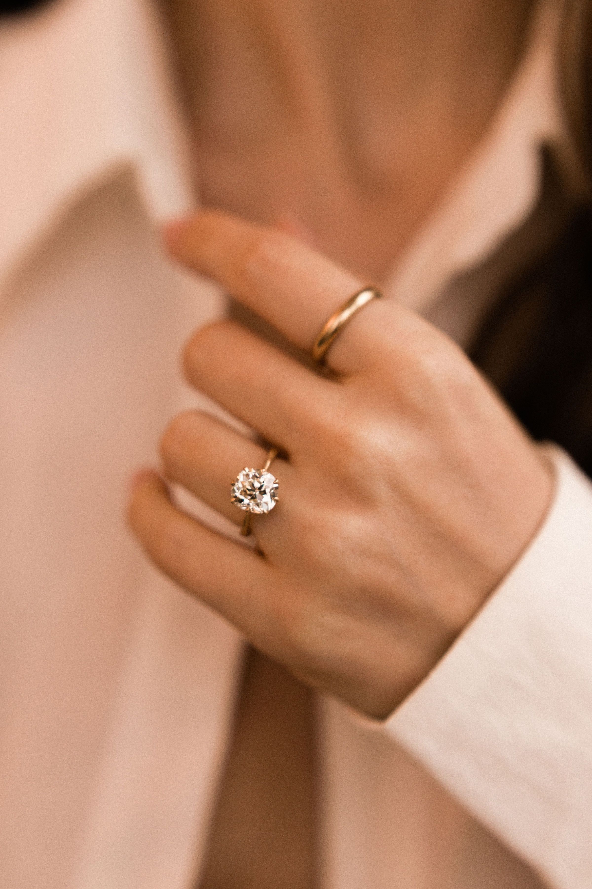 3.11ct Old Mine Cut Diamond Vintage Style Old Mine Cut Diamond Engagement Ring