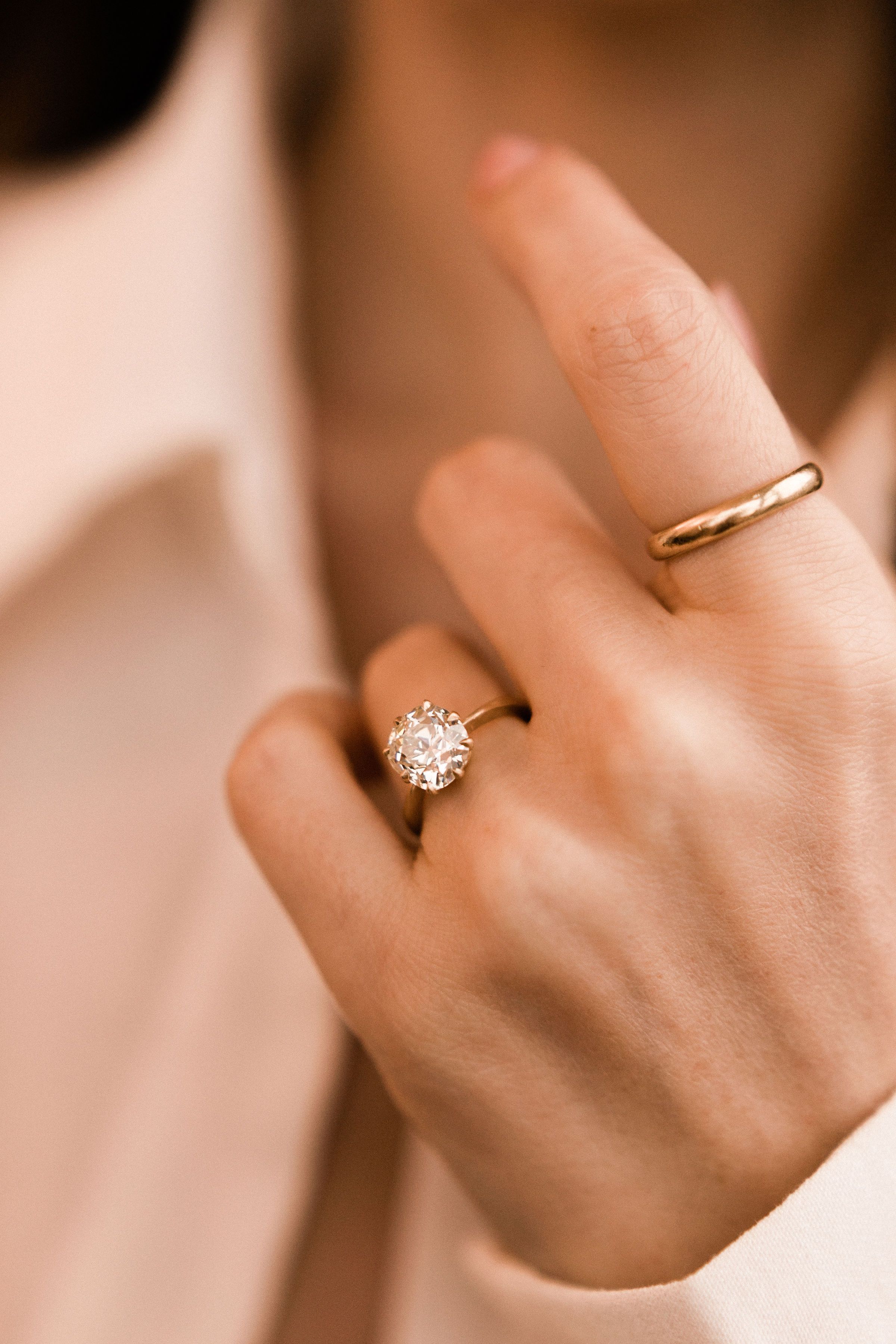 3.11ct Old Mine Cut Diamond Vintage Style Old Mine Cut Diamond Engagement Ring