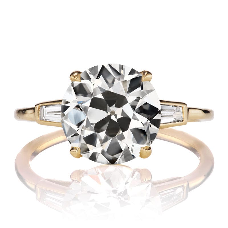 Bright Old European Cut Engagement Ring in Yellow Gold Setting