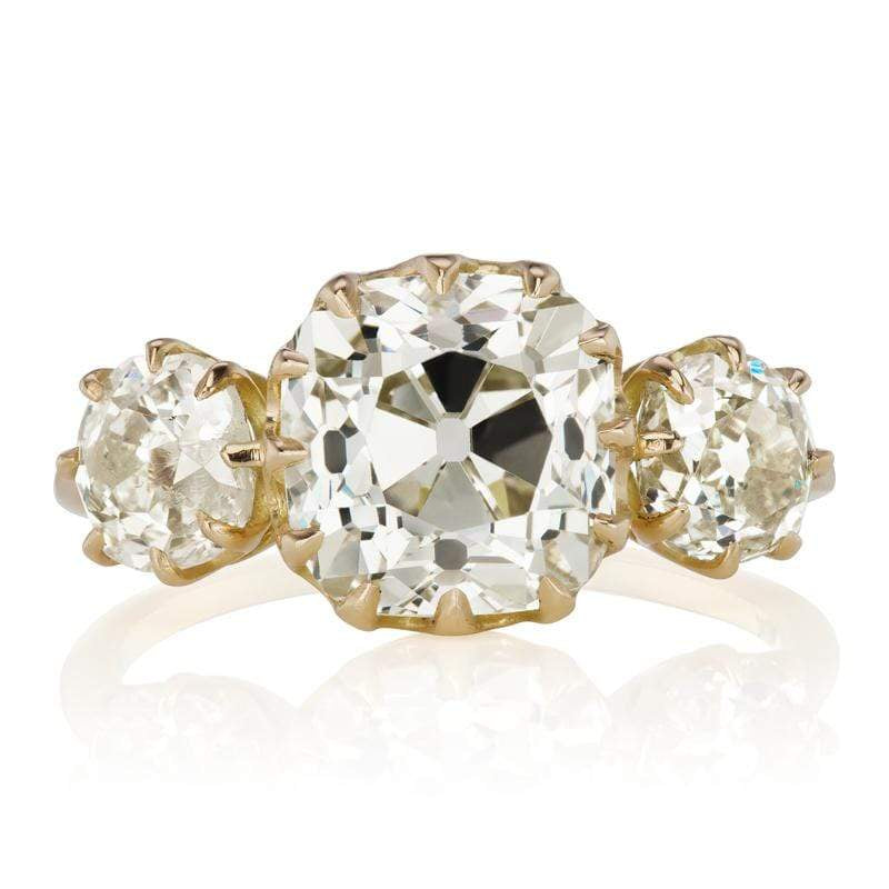 3.19ct Yellow Gold Three Diamond Engagement Ring