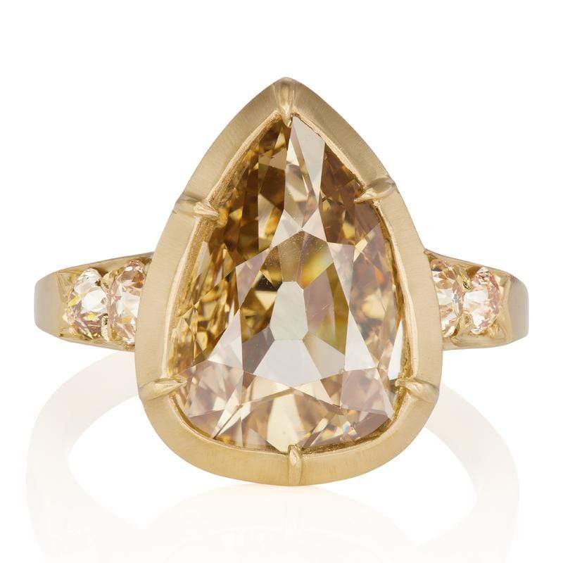 Champagne Pear Diamond Engagement Ring - 3.20 ct