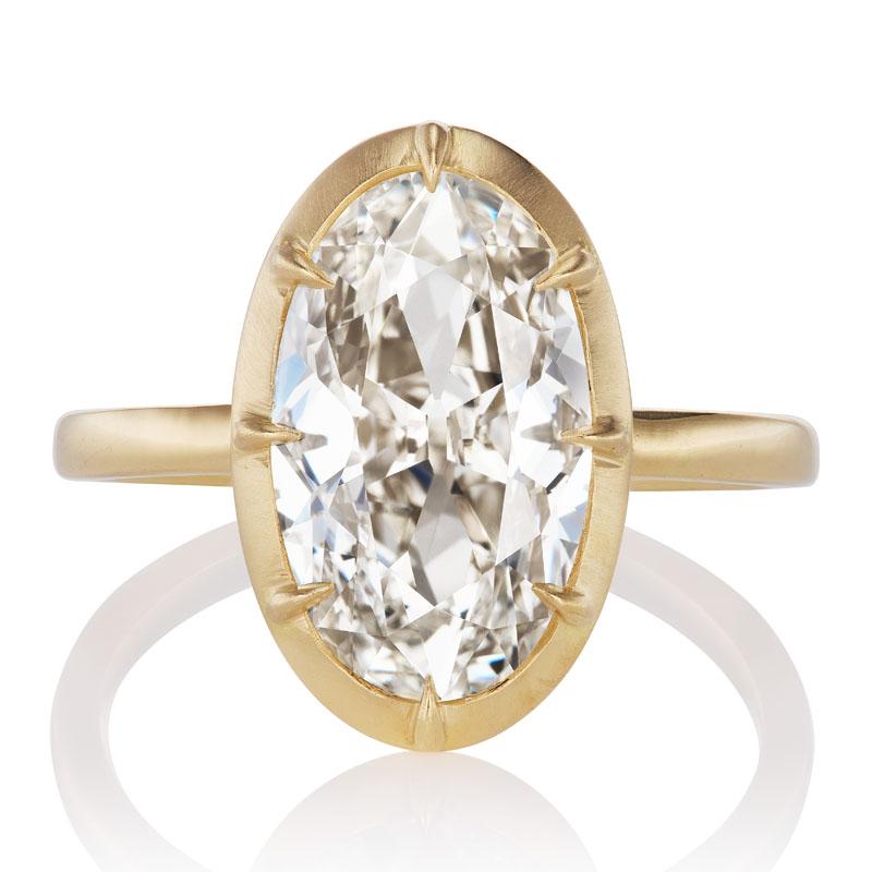 3.26 ct Old Oval Cut Diamond in a Collet Setting