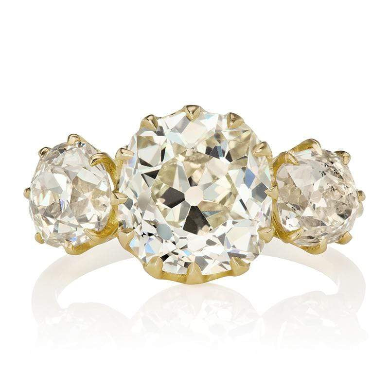 3.34ct Warm Diamond Three Stone Engagement Ring