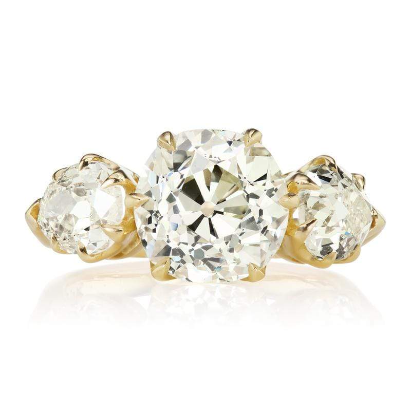 3.39 ct Engagement Ring With Pear Side Stones | Victor Barbone