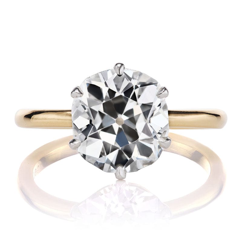 3.44 Carat Elongated Old Mine Cut Diamond in Two-Tone Setting