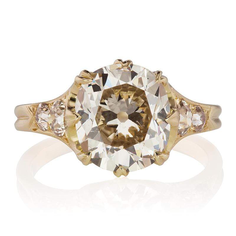 Champagne Old Mine Cut Diamond Engagement Ring | Victor Barboné Jewelry