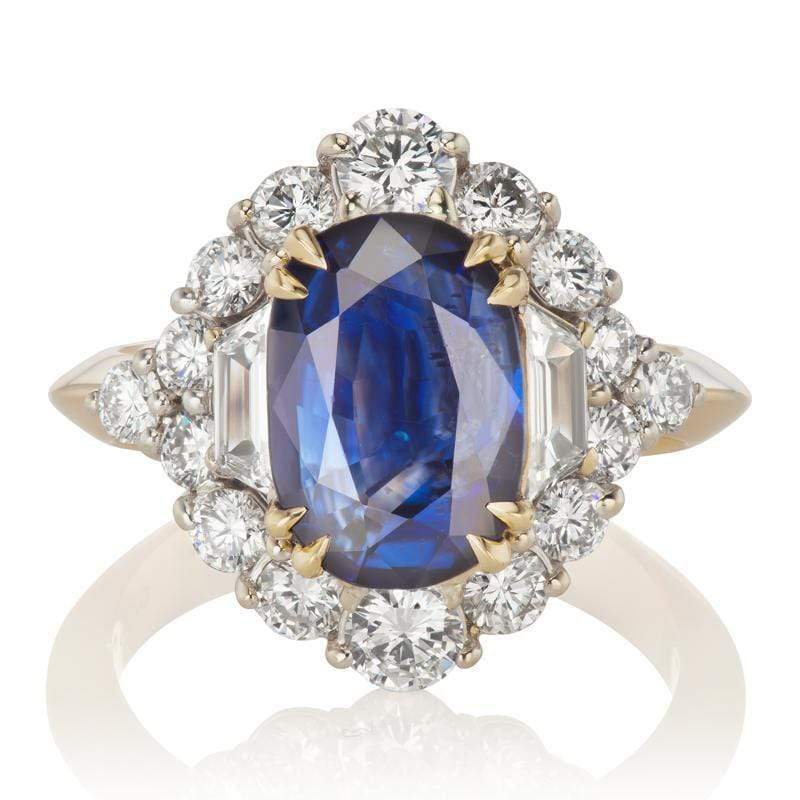 Vintage Sapphire & Diamond Halo Engagement Ring