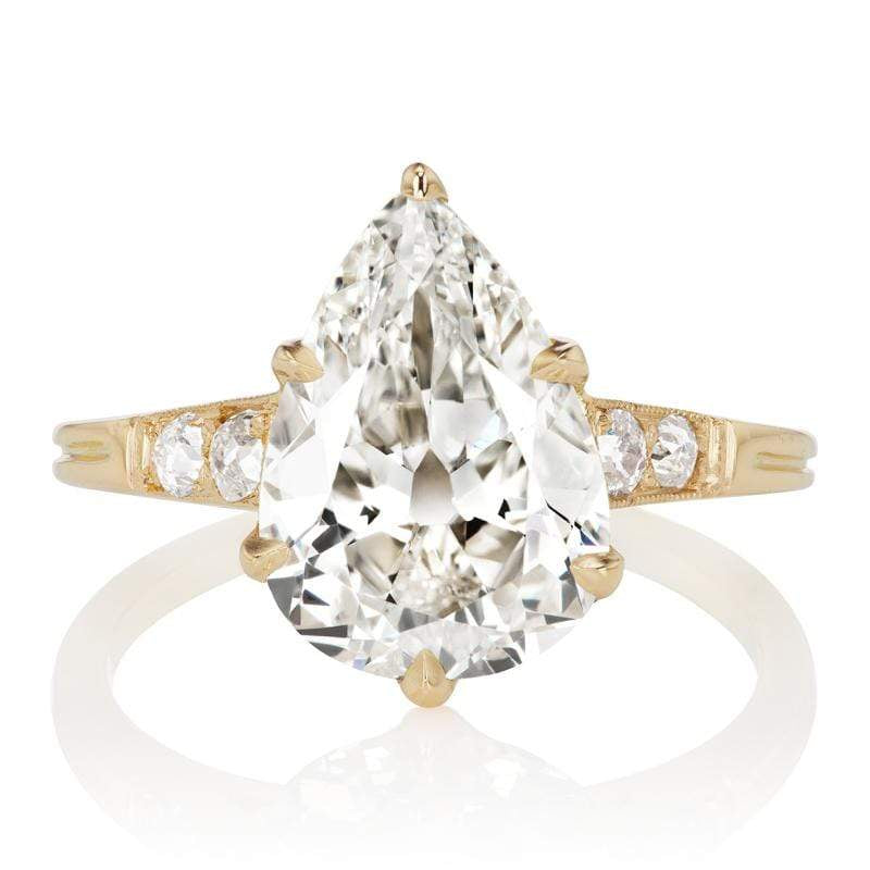 3.53 Carat Pear Cut Diamond Ring