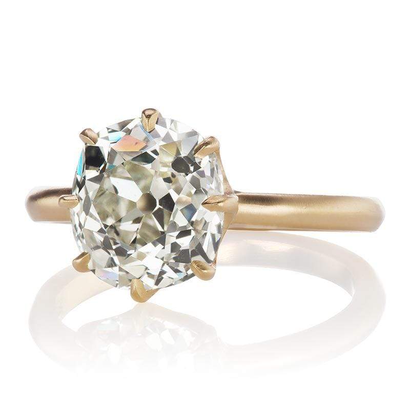 3.64ct old mine cut diamond engagement ring