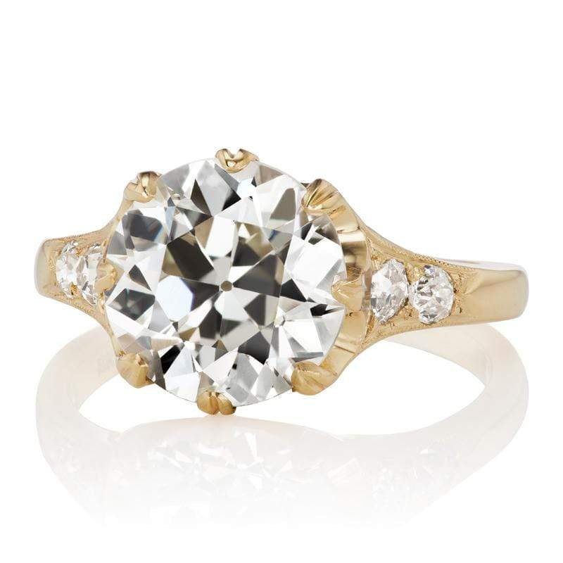 3.68ct old European cut diamond diamond engagement ring