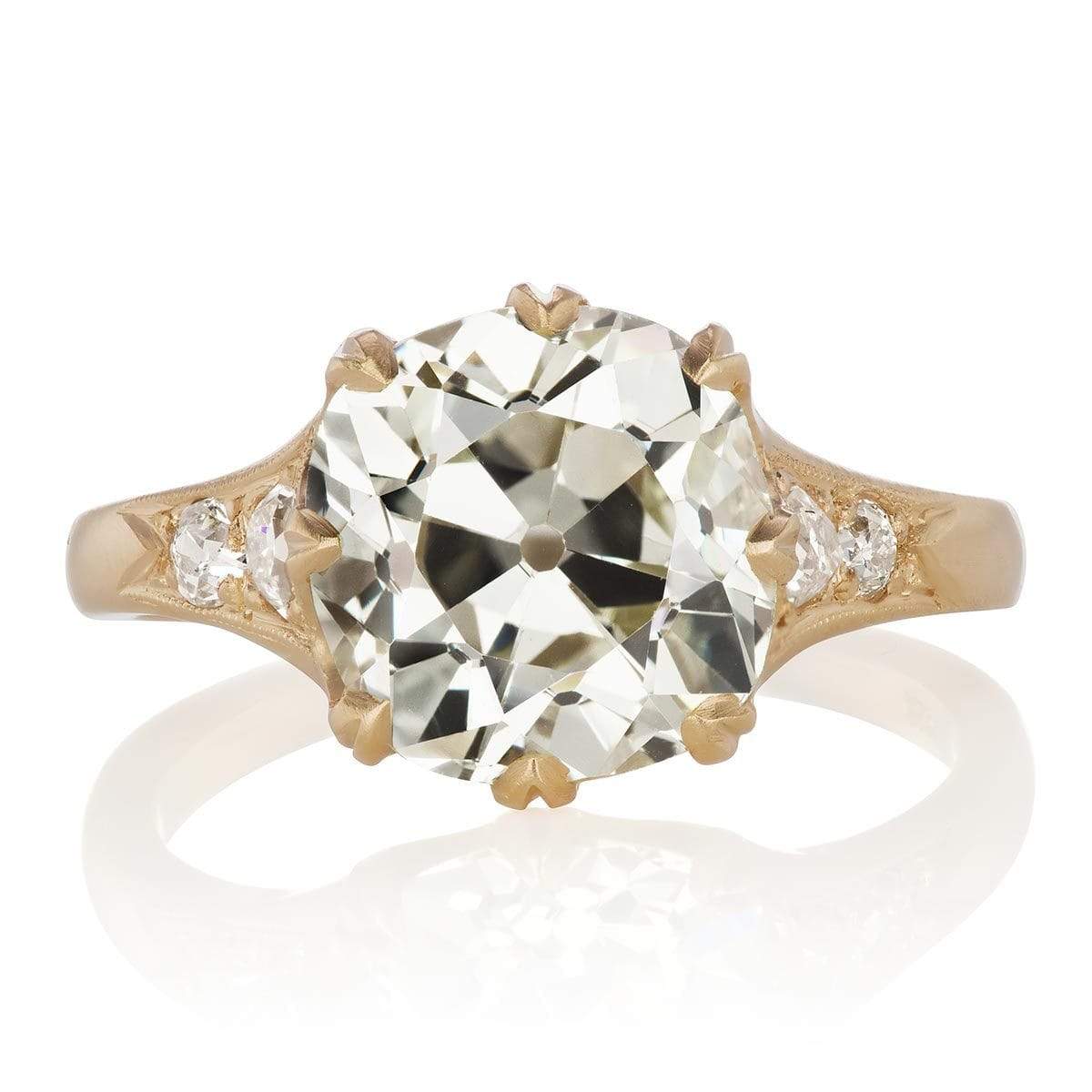 3.73 ct Old Mine Cut Diamond Engagement Ring