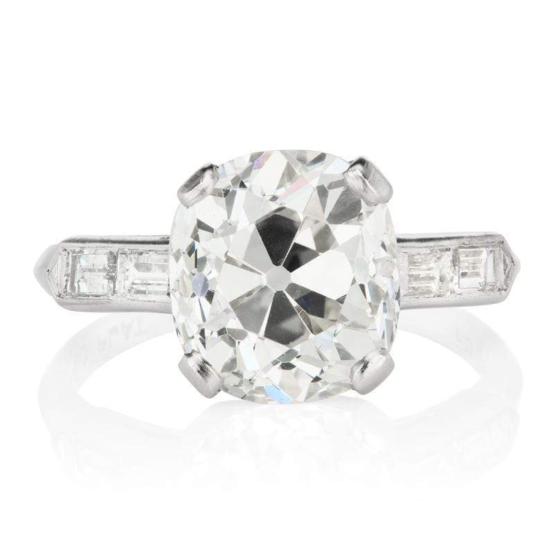 3.84 Carat Platinum Engagement Ring With Baguettes | Victor Barbone