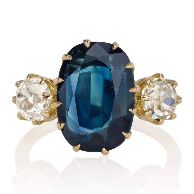 3.94ct Sapphire Three Stone Engagement Ring