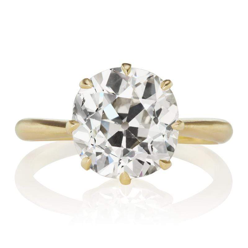 3.95ct Antique Cushion Solitaire Engagement Ring| Victor Barboné