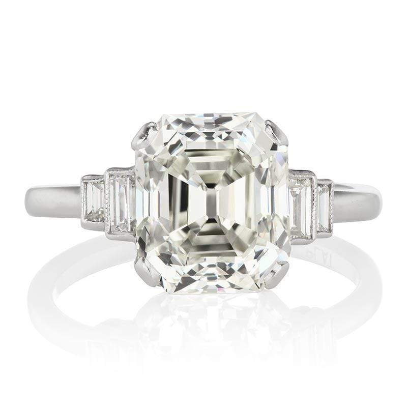 4 ct Asscher Cut Diamond Engagement Ring with Baguettes